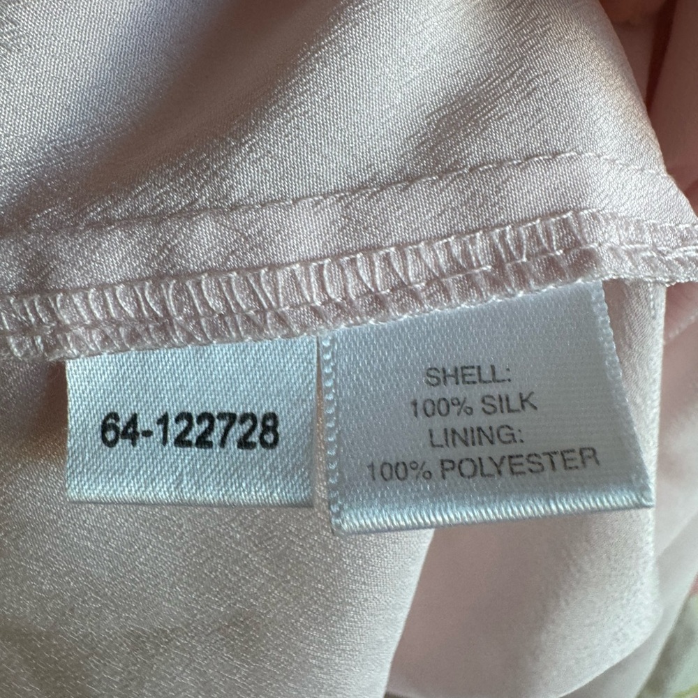 Ann Taylor Petites Silk Pink White Floral Chiffon Spring Elegant Midi Dress - Picture 6 of 7